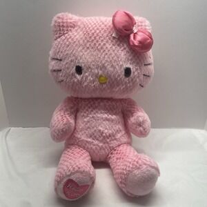 Build A Bear HELLO KITTY Pink Waffle 18" Cat With Bow Heart on Foot 2011 Retired